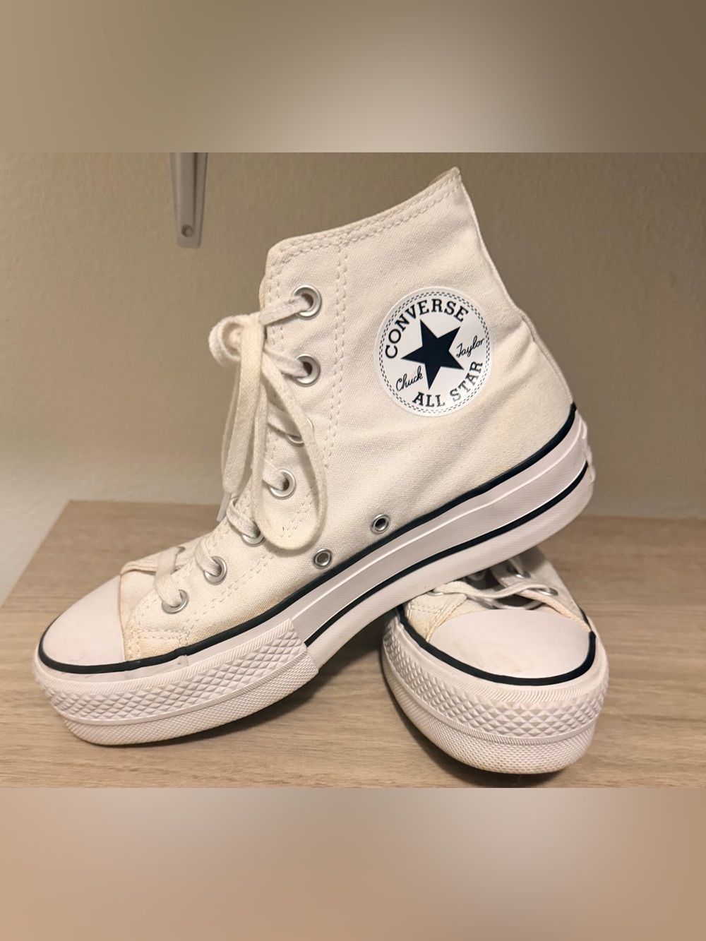 Converse Kids White High-Top Sneakers with Black Star Logo